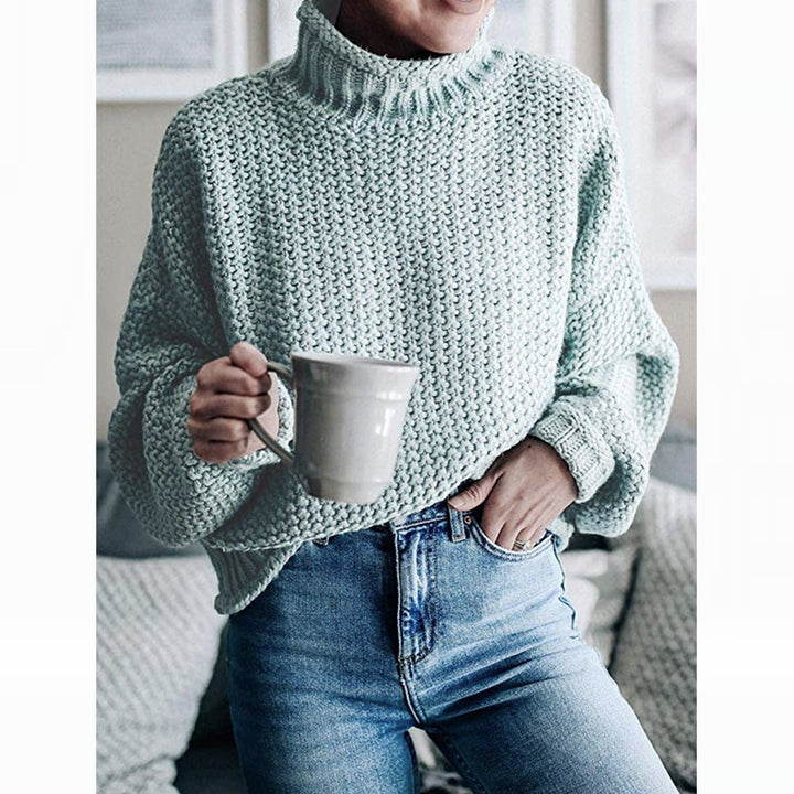 Ladies High Quality Knit Sweater with Turtleneck and Casual Fit Lune London