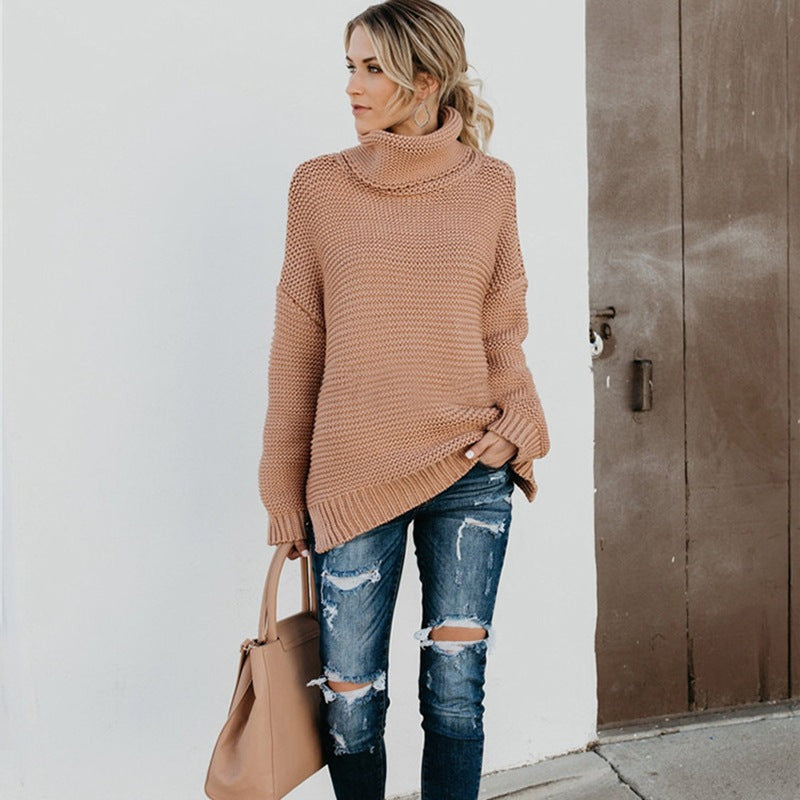 Thick knit sweater for women with a high turtleneck and a relaxed fit Lune London