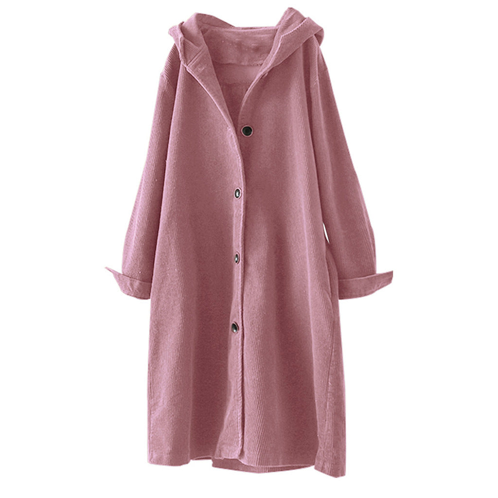 Lady hooded sweatshirt coat with button closure all the way down and relaxed fit Lune London
