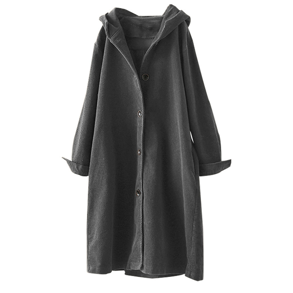 Lady hooded sweatshirt coat with button closure all the way down and relaxed fit Lune London