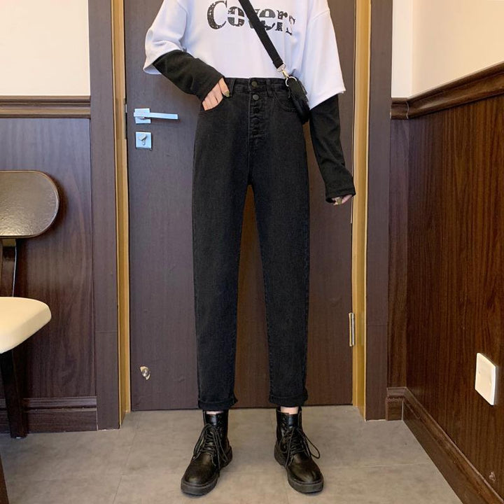 Jean skinny taille haute pour femmes avec détails de boutons décoratifs Chic & Stil
