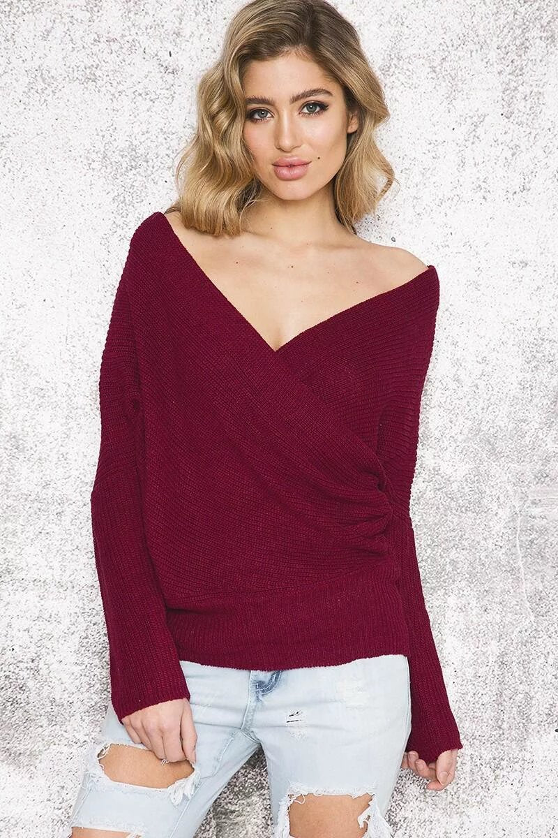 Lune London Women's Rolled Pullover with Deep V-Neck and Relaxed Fit