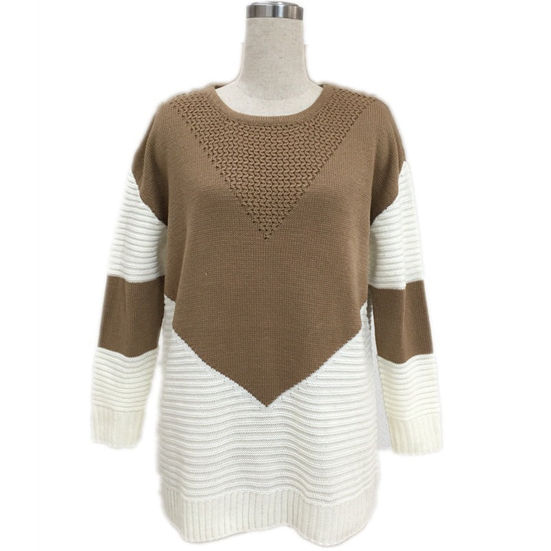 Women Fashion Knit Sweater with Geometric Design and Voluminous Sleeves Lune London