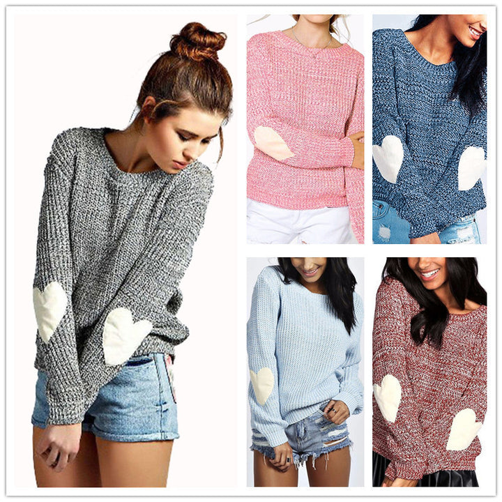 Knit sweater for women with heart-shaped appliqués and relaxed fit Lune London