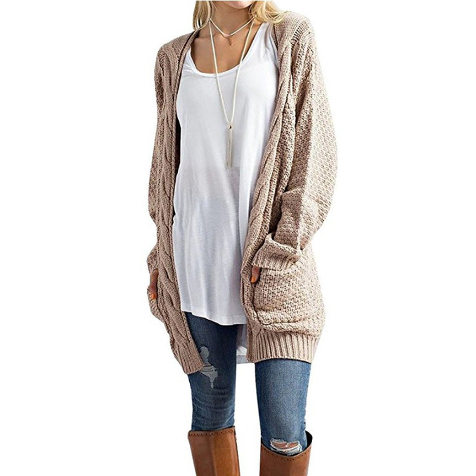 Ladies Chunky Knit Cardigan with relaxed fit and large pockets Lune London