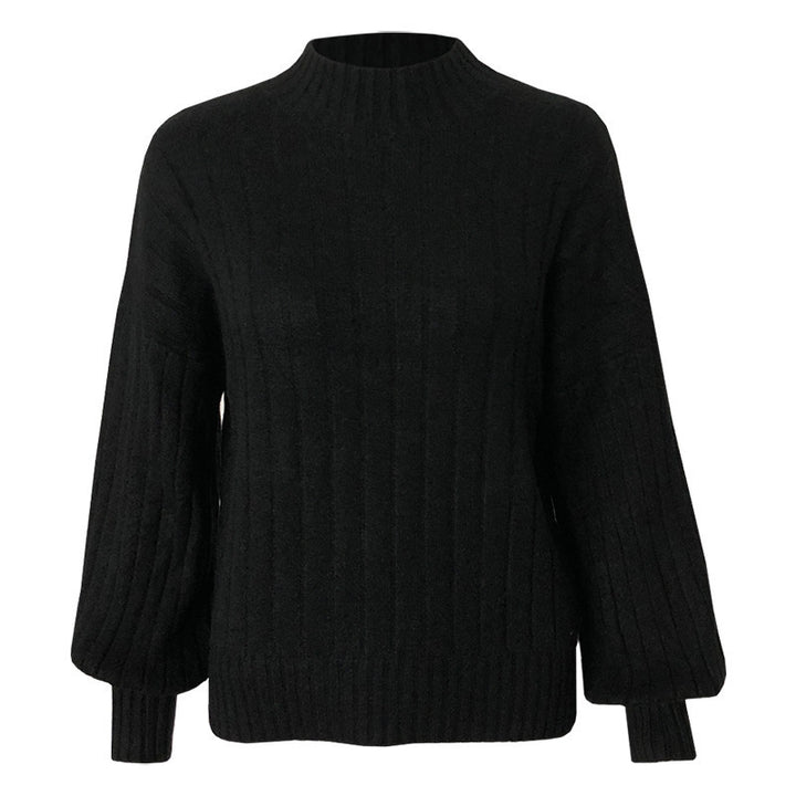 Knitted sweater for women with high collar and voluminous sleeves Lune London