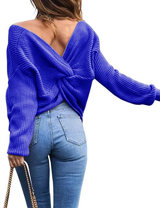 Women's sweater with open back and bow design Lune London