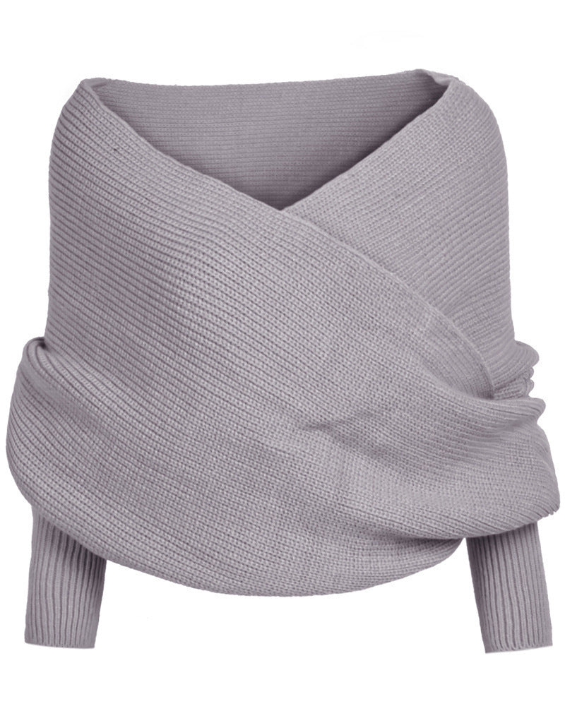 Knitted jacket for women with wrap design and long sleeves Lune London