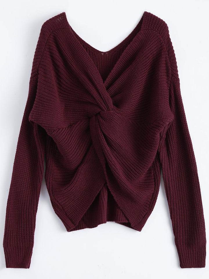 Women's sweater with open back and bow design Lune London