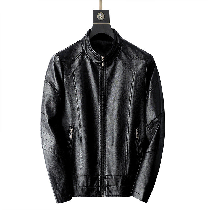 Casual synthetic leather jacket for men with easy-care zippered pockets Lune London