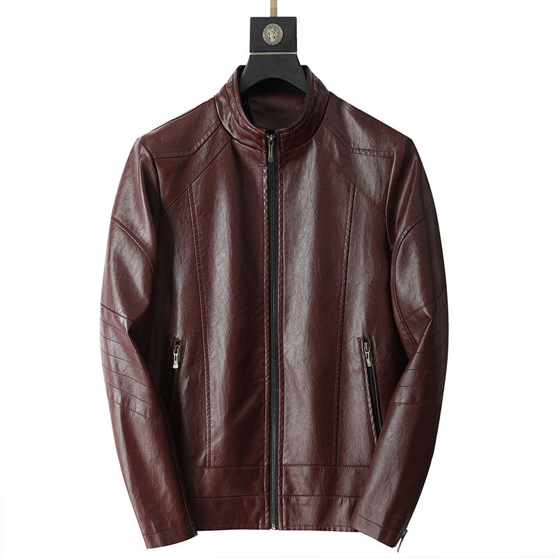 Casual synthetic leather jacket for men with easy-care zippered pockets Lune London
