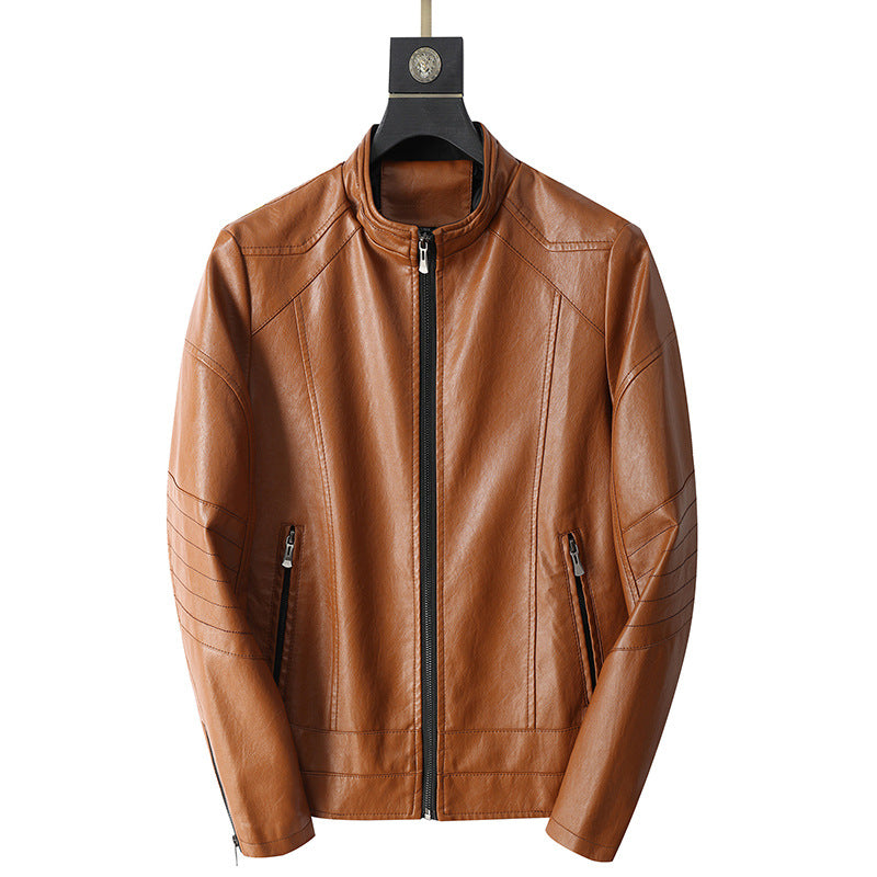 Casual synthetic leather jacket for men with easy-care zippered pockets Lune London