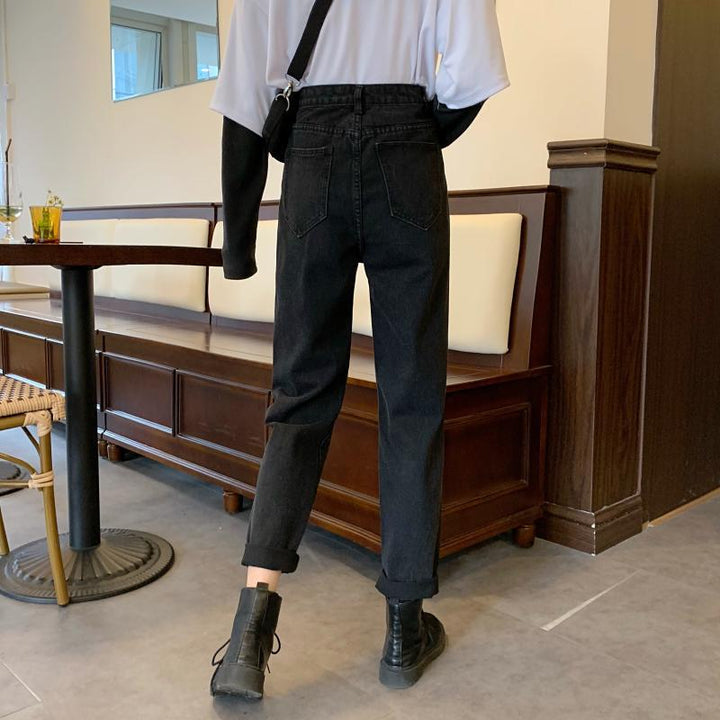Jean skinny taille haute pour femmes avec détails de boutons décoratifs Chic & Stil