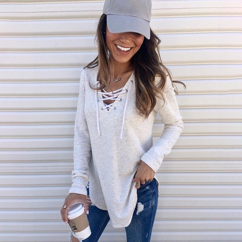Casual long sleeve t-shirt for women with a refined lacing design and a comfortable fit Lune London