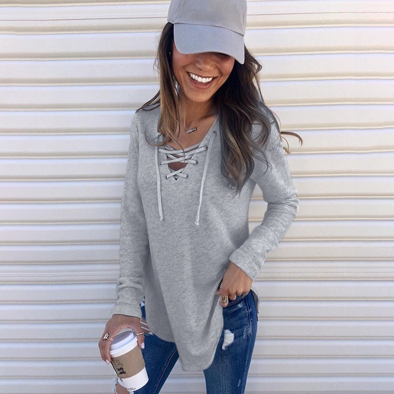 Casual long sleeve t-shirt for women with a refined lacing design and a comfortable fit Lune London