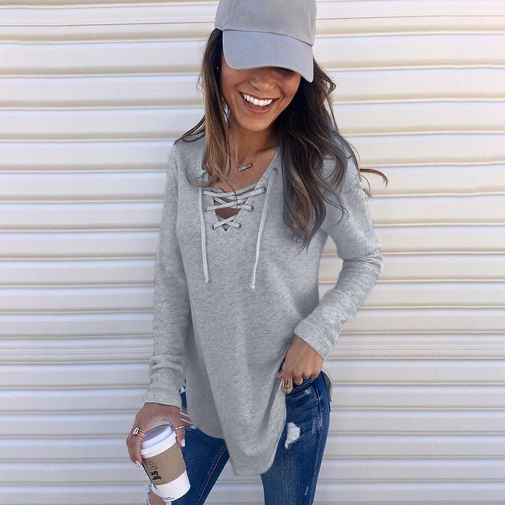 Casual long sleeve t-shirt for women with a refined lacing design and a comfortable fit Lune London