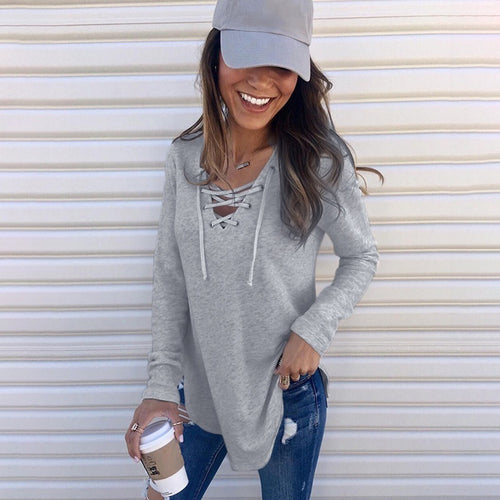 Casual long sleeve t-shirt for women with a refined lacing design and a comfortable fit Lune London