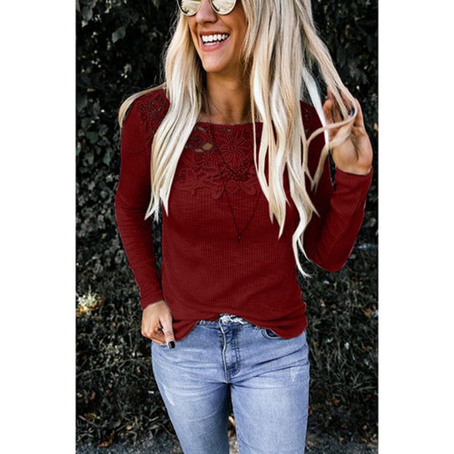 Long sleeve shirt for women with elegant lace applique and structured design Lune London