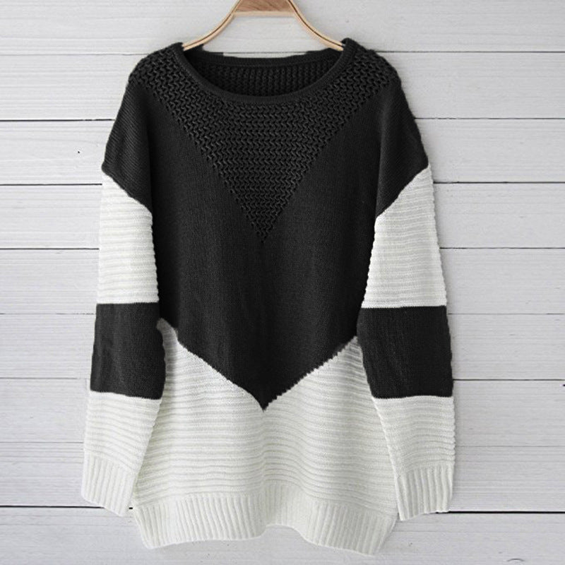 Ladies chunky knit sweater with modern chevron pattern and fluid silhouette Lune London