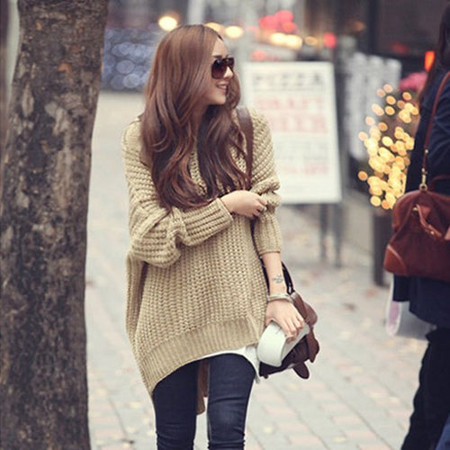 Ladies Chunky Knitted Poncho with Hood and Side Fringes Lune London