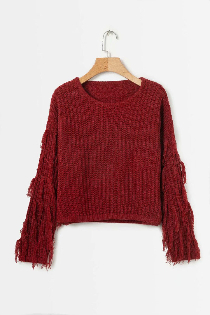 Chunky knit sweater for women with a trendy fringe design and a relaxed fit Lune London