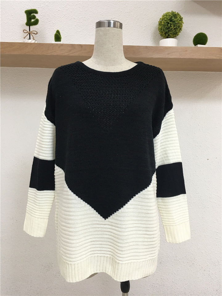Women Fashion Knit Sweater with Geometric Design and Voluminous Sleeves Lune London