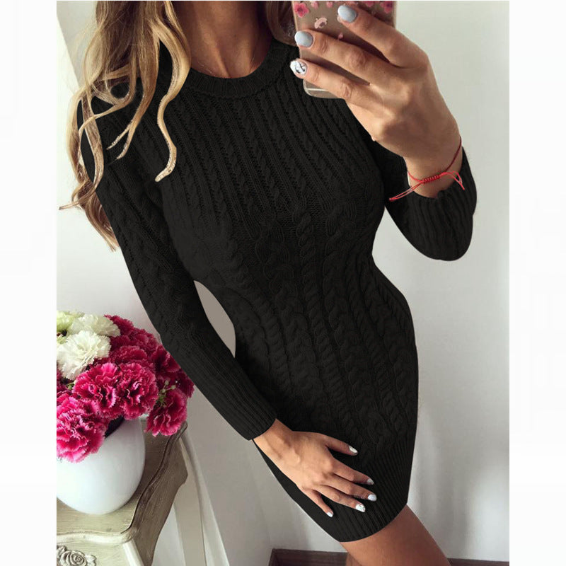 Knit dress for women with a refined braid design and a fitted cut Lune London