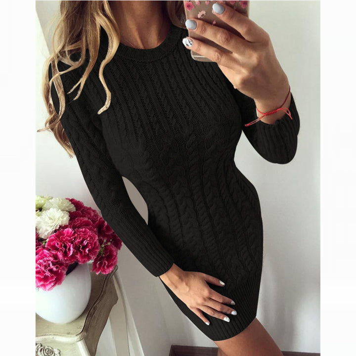 Knit dress for women with a refined braid design and a fitted cut Lune London