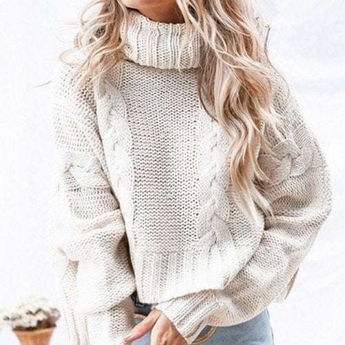Chunky knit sweater for women with high turtleneck and relaxed fit Lune London