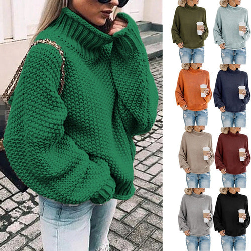 Ladies High Quality Knit Sweater with Turtleneck and Casual Fit Lune London