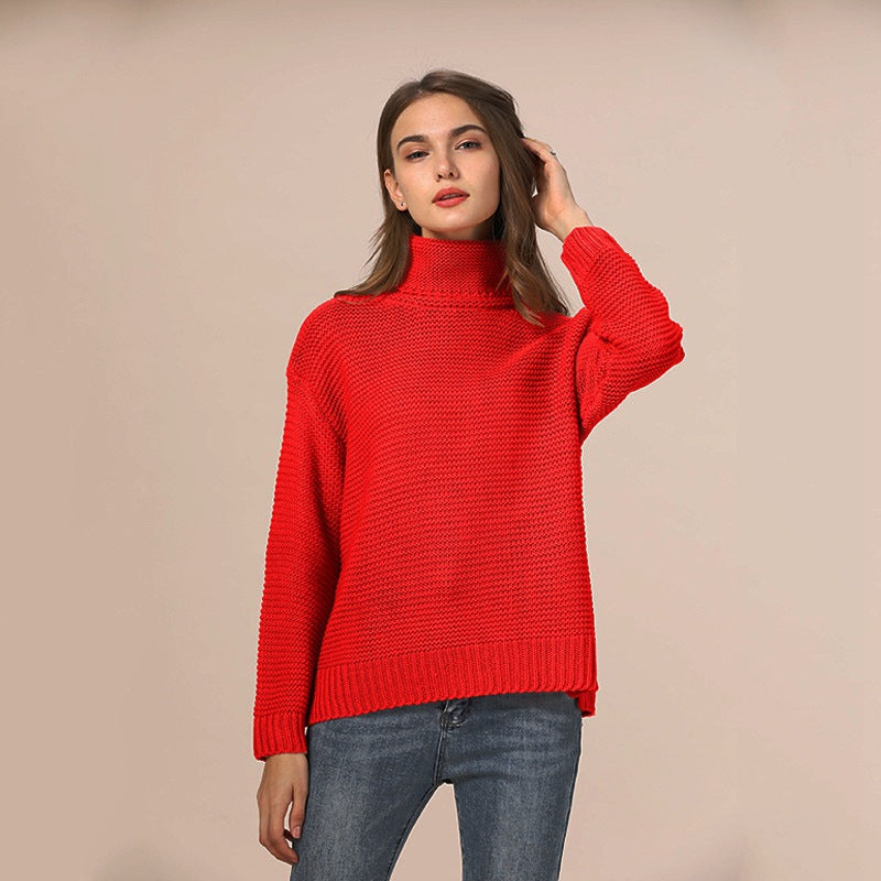 Thick knit sweater for women with a high turtleneck and a relaxed fit Lune London