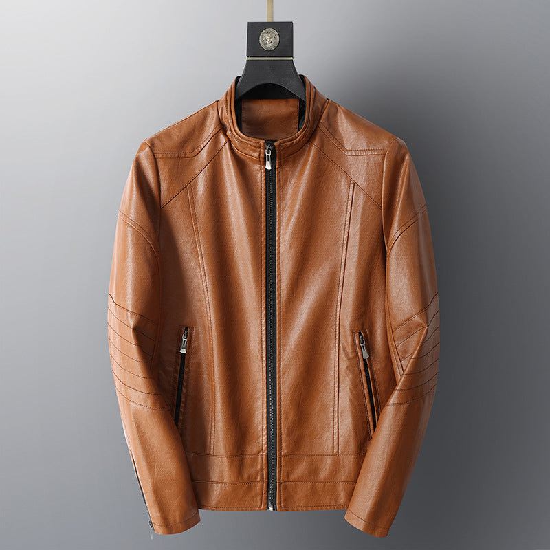 Casual synthetic leather jacket for men with easy-care zippered pockets Lune London