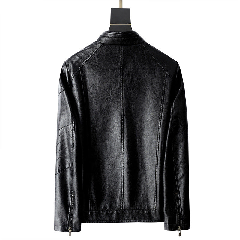 Casual synthetic leather jacket for men with easy-care zippered pockets Lune London