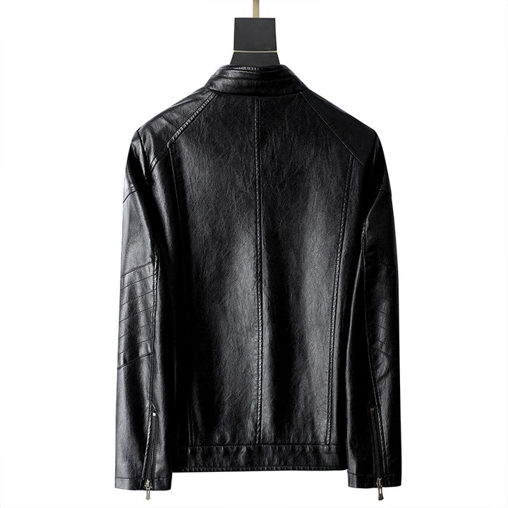 Casual synthetic leather jacket for men with easy-care zippered pockets Lune London