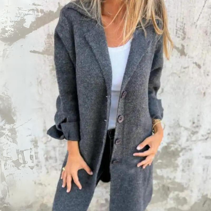 Lune London | Coat - Long Model - Classic Notch Collar - Button Closure - Elegant Details