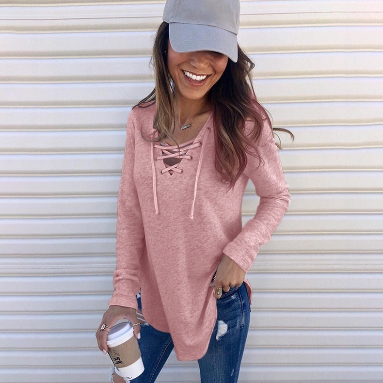 Casual long sleeve t-shirt for women with a refined lacing design and a comfortable fit Lune London