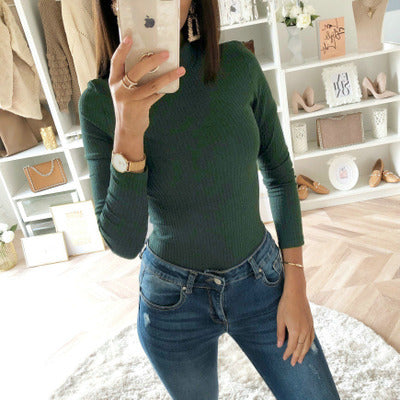 Knitted sweater for women with high collar and high-quality ribbed design Lune London