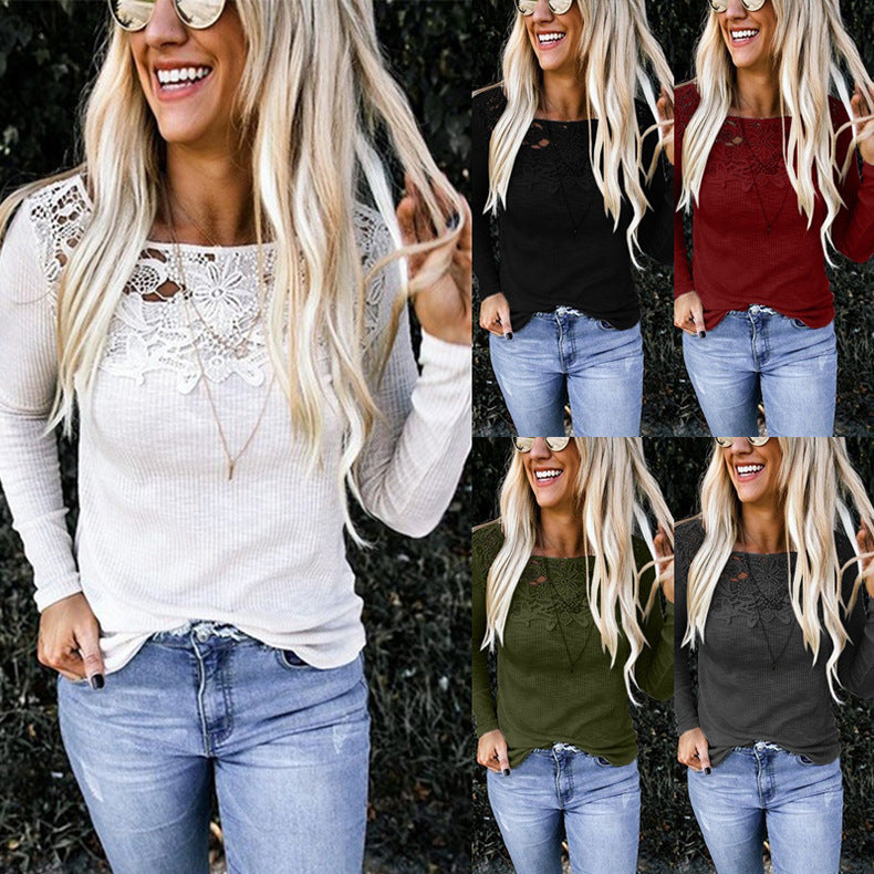 Long sleeve shirt for women with elegant lace applique and structured design Lune London