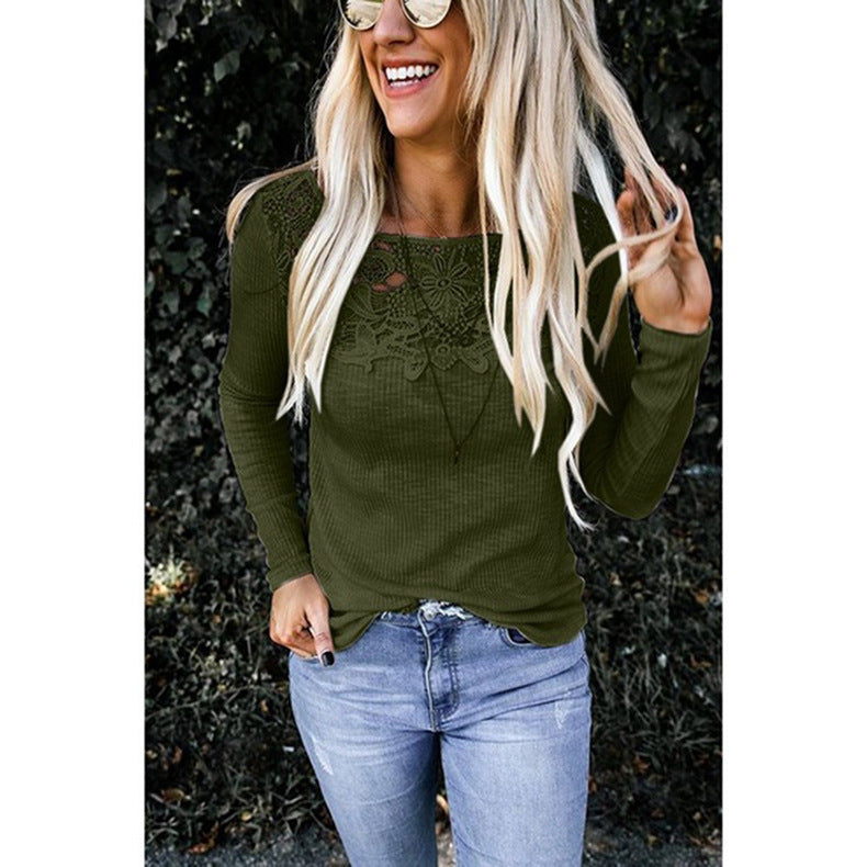 Long sleeve shirt for women with elegant lace applique and structured design Lune London