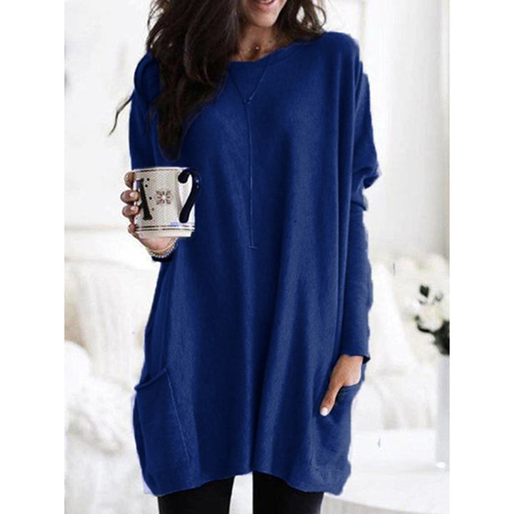 Ladies Casual Plush Sweater with Practical Pockets and Oversized Cut Lune London