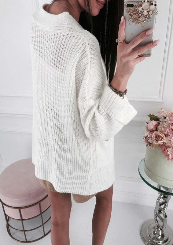 Ladies chunky knit cardigan with trendy details and pockets Lune London