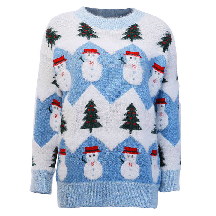 Women's sweater with festive snowman and tree pattern Lune London