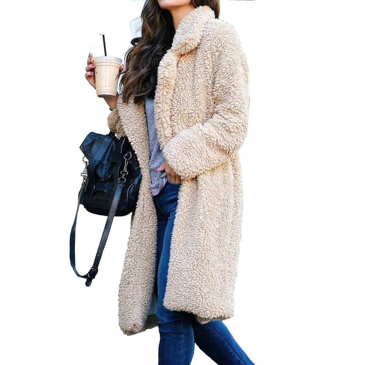 Ladies Long Cozy Coat in Faux Fur Lune London
