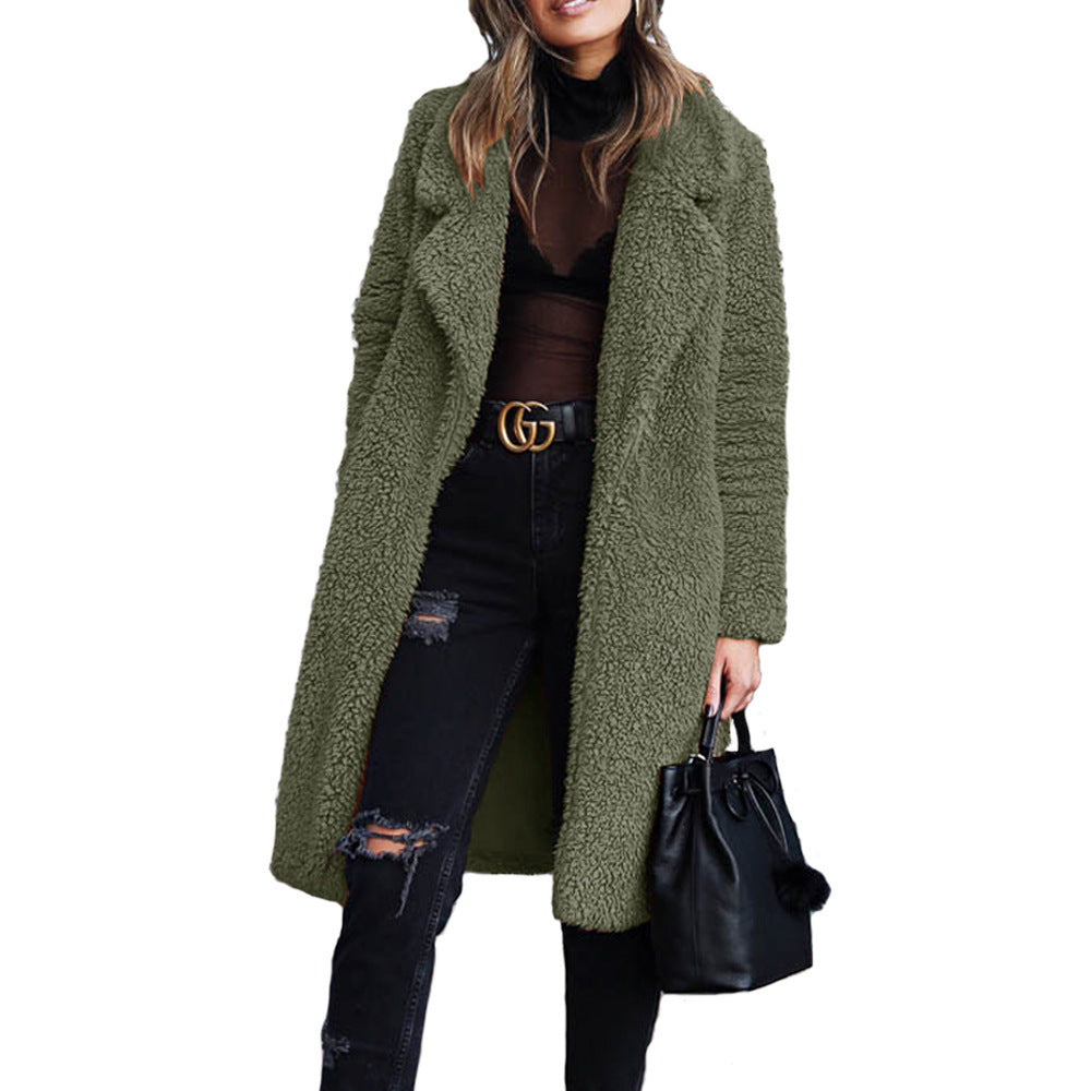 Ladies Long Cozy Coat in Faux Fur Lune London