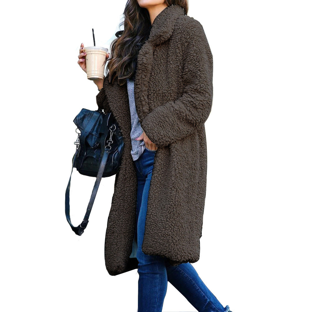 Ladies Long Cozy Coat in Faux Fur Lune London