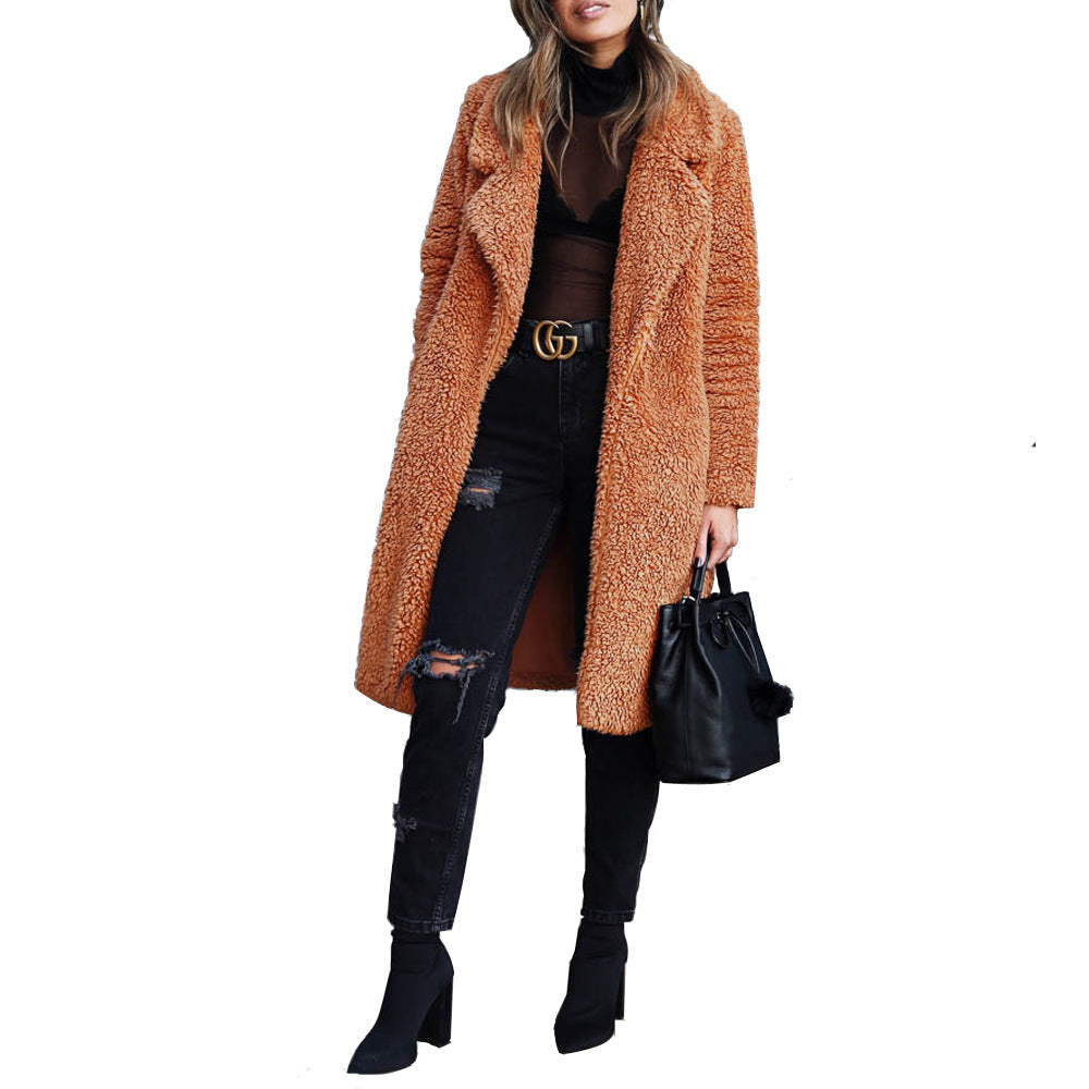 Ladies Long Cozy Coat in Faux Fur Lune London