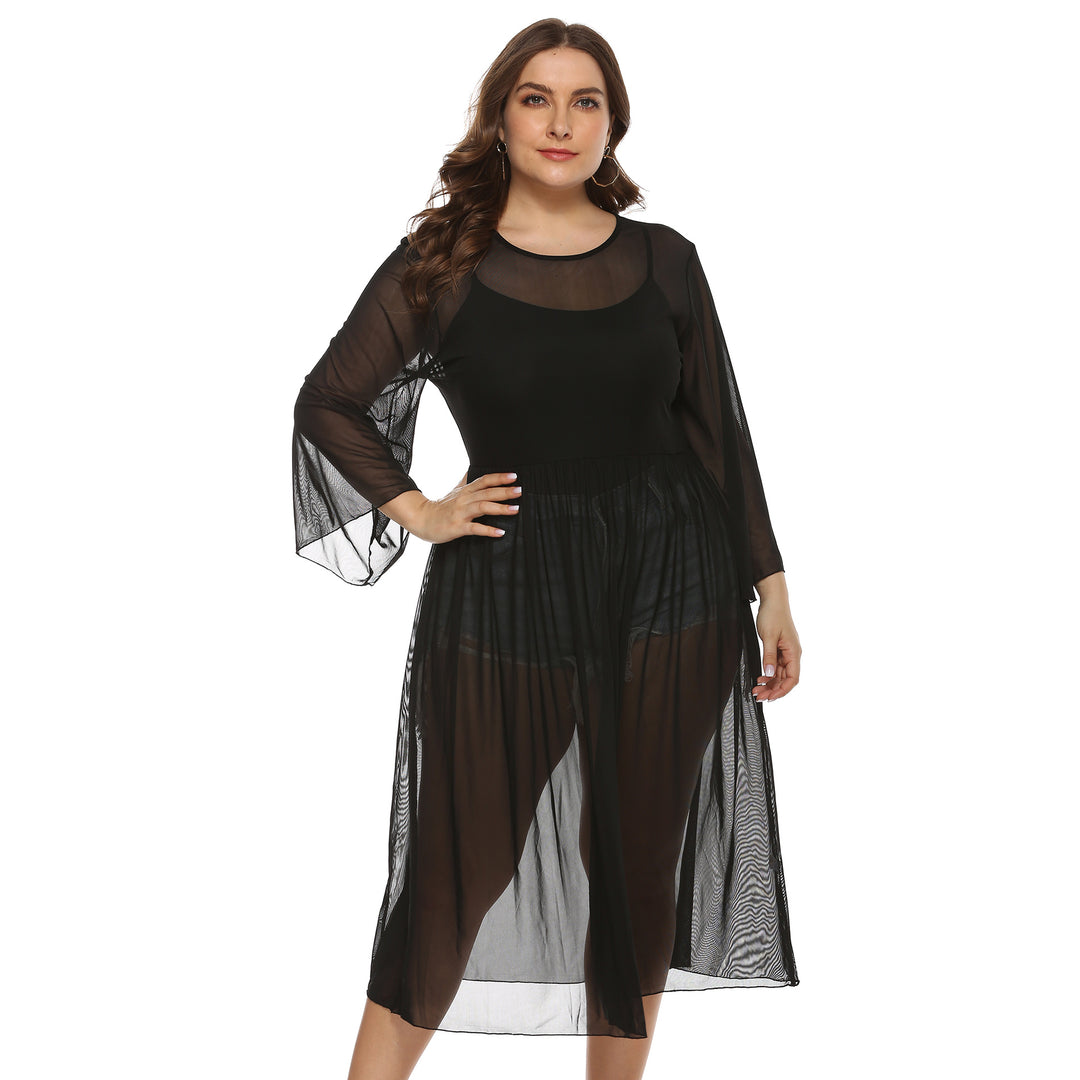 Women Transparent Long Sleeve Beach Cover Up Lune London