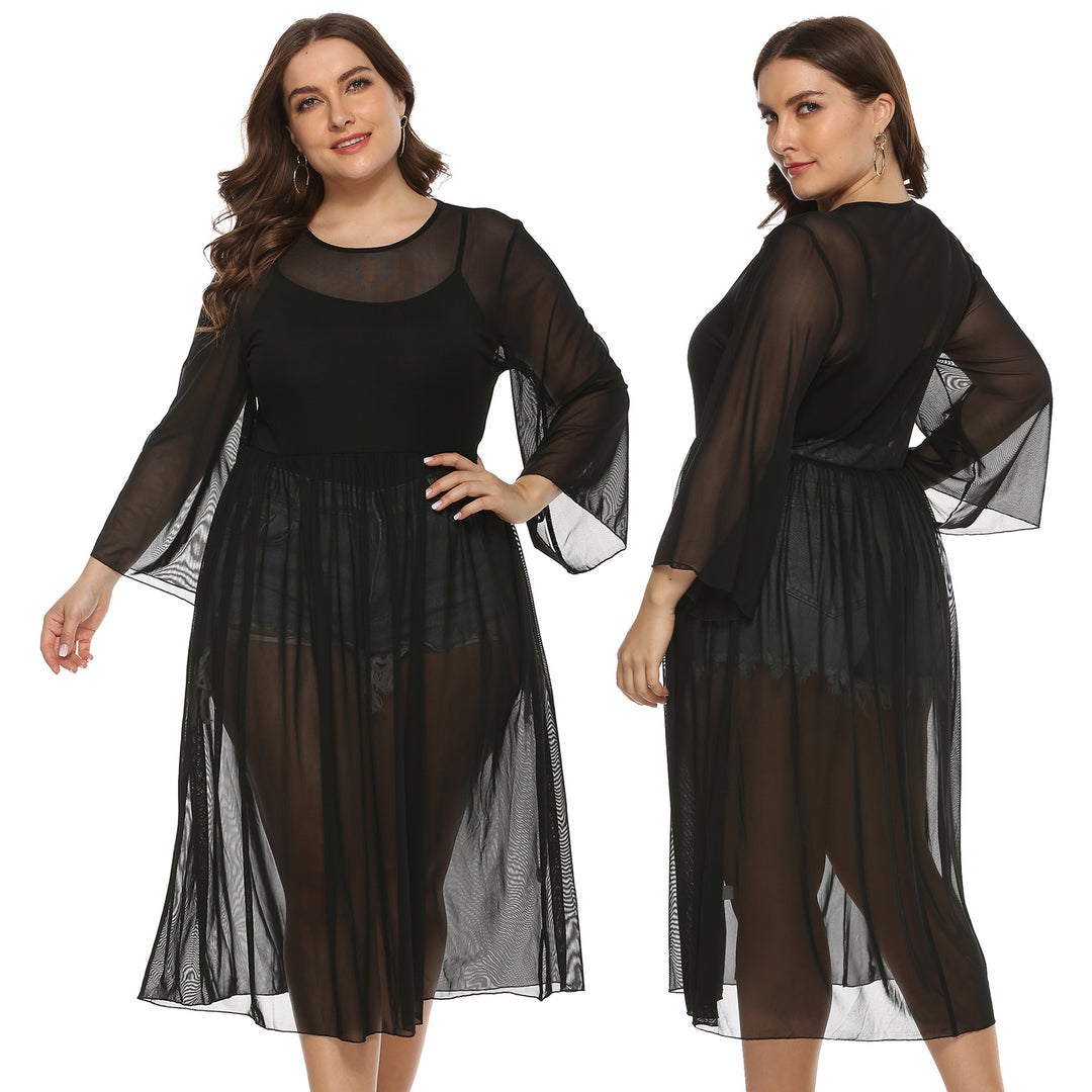 Women Transparent Long Sleeve Beach Cover Up Lune London