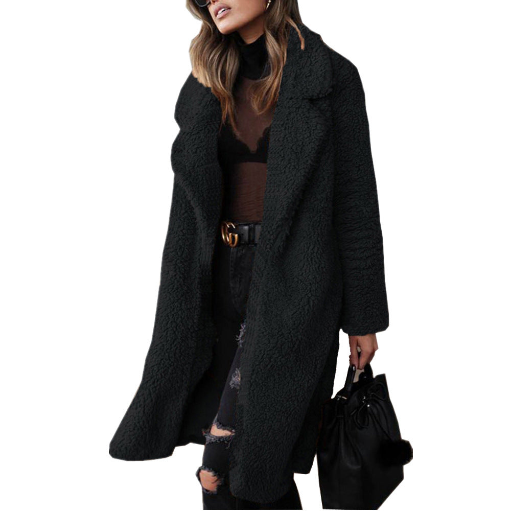 Ladies Long Cozy Coat in Faux Fur Lune London