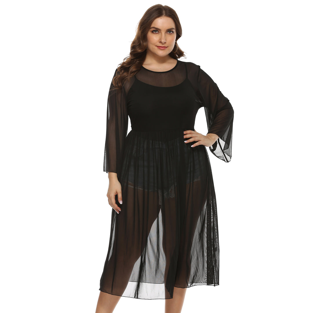 Women Transparent Long Sleeve Beach Cover Up Lune London